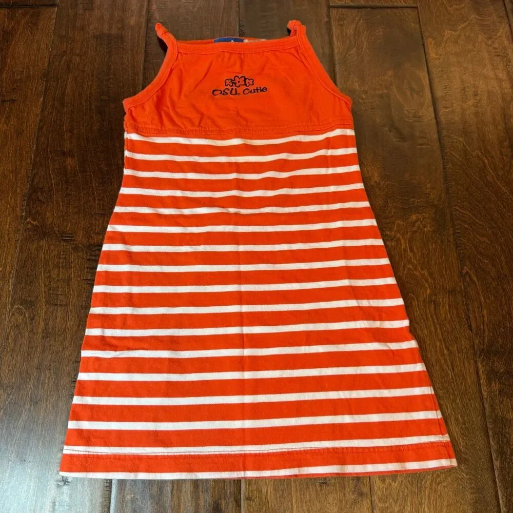 Vintage Oklahoma State University Cowboys OSU Cutie Girls Striped Dress size 4T